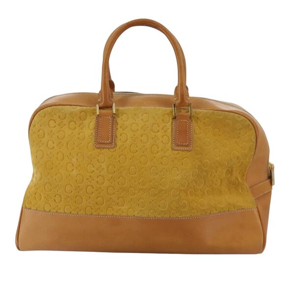 CELINE C Macadam Canvas Hand Bag Suede Leather Yellow Gold - Picture 3 of 13